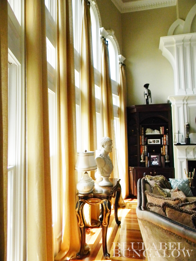 Two Story Window Treatments designed by Erika Ward Interiors