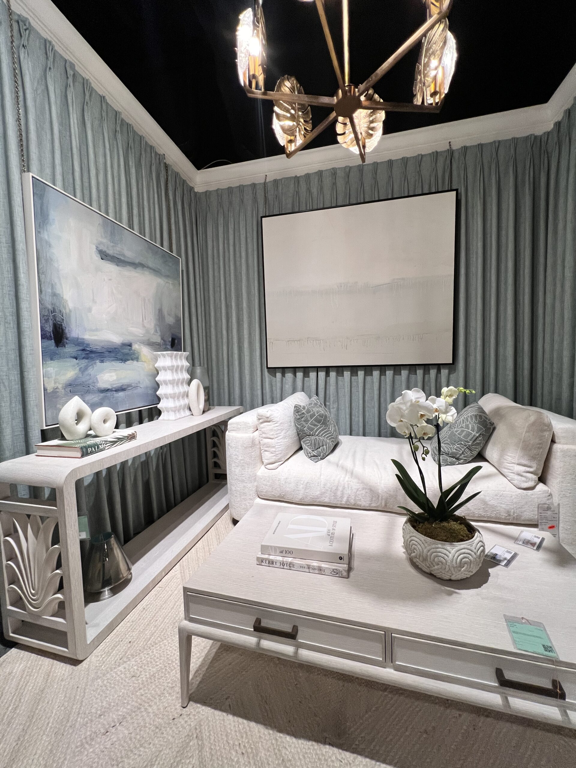 Modern coastal living room with neutral textures and soft color palette